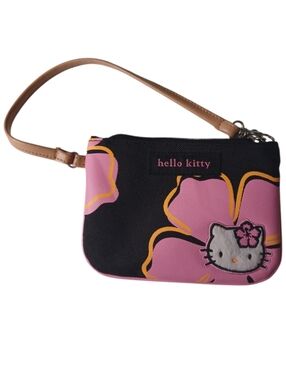 Vintage 2003 Hello Kitty Pink Hibiscus Floral Wristlet • Rare Sanrio Y2K